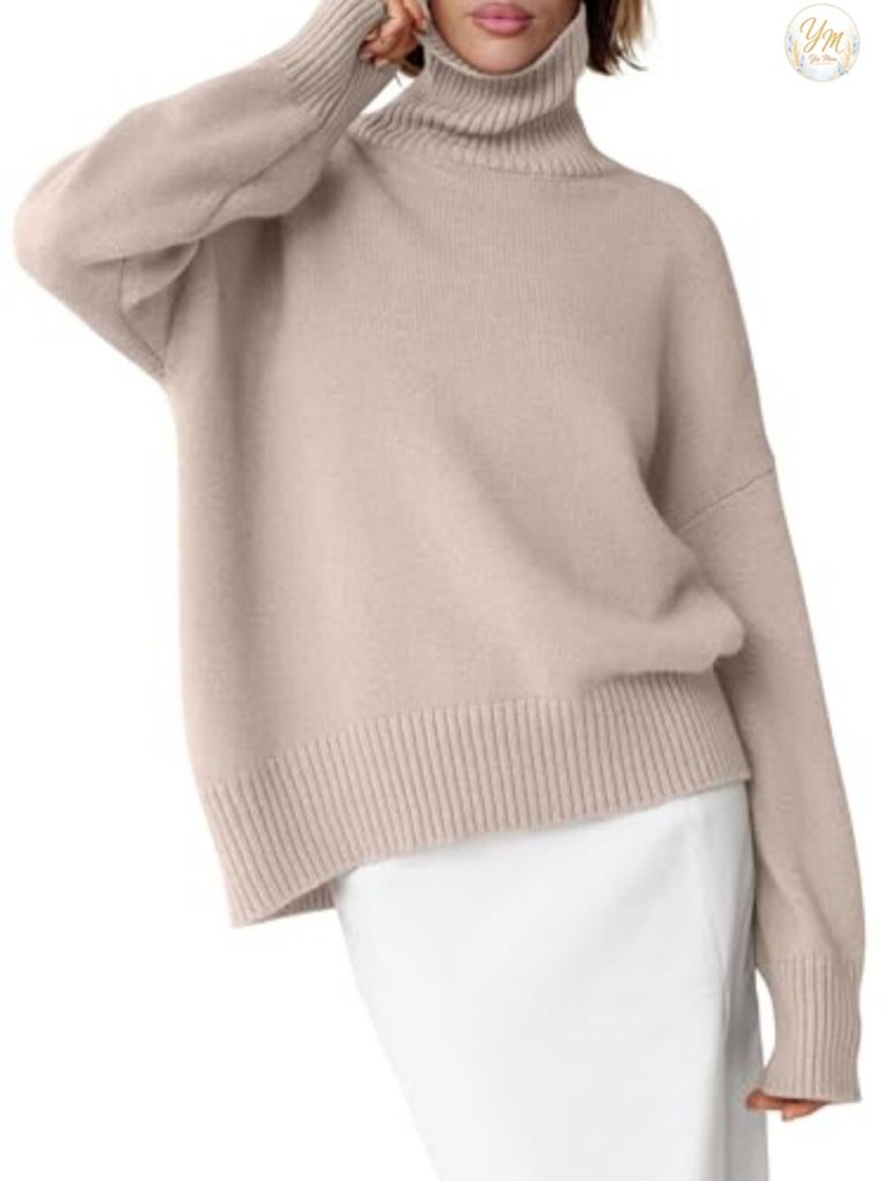 Oversized Turtleneck Knit Sweater Long Sleeve Women Winter Pullover Viscose